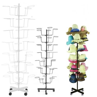 35 Hats 7 Tier Hat Racks Adjustable Rotating Hat Display Stand 35 Hats Caps Holders Hat Storage Organizer Support Garage Retail Store Storage for Headwear Sport Baseball Cowboy Cap (White)