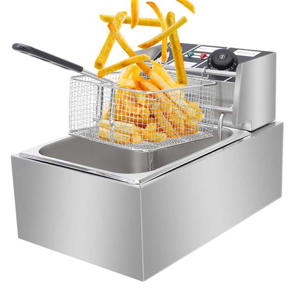Joyleah Commercial Deep Fryer, 6.3QT/6L 2500W MAX Stainless Steel Electric Deep Fryer with Basket, Countertop Fryer for Chicken, Fries, Restaurant, Home Kitchen