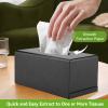 Wooden Tissue Box Cover Rectangular, Tissues Box Holder Facial Paper Container Napkin Holder for Living Room Bedroom Kitchen(Black) view 4