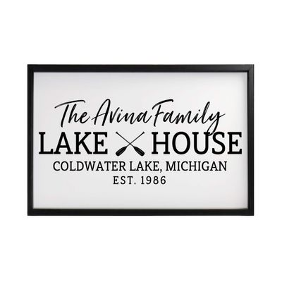 LifeSong Milestones Personalized Home Framed Shadow Box Lake House (Paddles) Gift for Parents, Couples Wall Decor for Husband, Wife Housewarming Gift Table and Shelf Sitters 25x36 (Black)