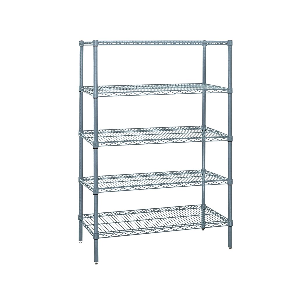 Quantum Storage Systems WR86-2472GY-5 Wire Shelving 5 Shelf Starter Units, 24" x 72" x 86", Gray Epoxy