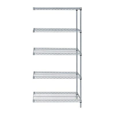 Quantum Storage Systems AD74-2124GY-5 Wire Shelving 5 Shelf Add-On Units, 21" x 24" x 74", Gray Epoxy