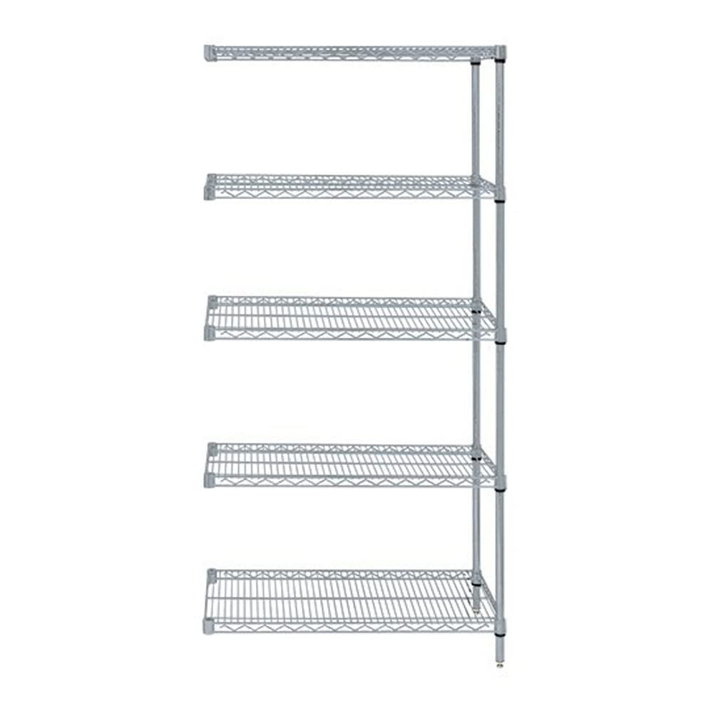 Quantum Storage Systems AD74-2124GY-5 Wire Shelving 5 Shelf Add-On Units, 21" x 24" x 74", Gray Epoxy