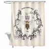 Rustic Bee Crown Shower Curtain Sweet Honey Bees Vintage Newspaper Bathroom Curtains, Polyester Fabric Shower Curtain for Bathroom 12PCS Hooks view 1