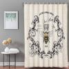 Rustic Bee Crown Shower Curtain Sweet Honey Bees Vintage Newspaper Bathroom Curtains, Polyester Fabric Shower Curtain for Bathroom 12PCS Hooks view 3