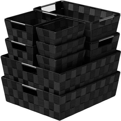 Baskets For Organizing Set Of 9 Black - Storage Baskets For Shelves - Perfect Closet Organizer Bins, Bathroom Basket, and Pantry Basket - Small Storage Bins For Shelves - Bin For Organization
