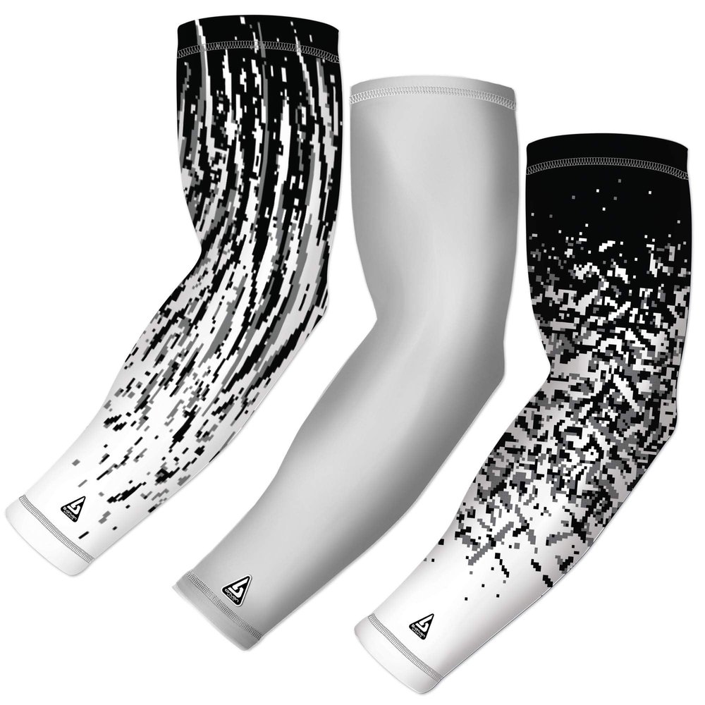 B-Driven Sports Compression Arm Sleeves | UV Arm Sleeves for Men Women & Youth | Sports Sun Protection Circulation | 3 Count