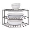 3-Tier Corner Shelf Counter and Cabinet Organizer - Steel Metal Wire - Rust Resistant - Plates, Dishes, Cabinet & Pantry Organizer - Kitchen Organization (10 x 7.5 Inch)(Black) view 1