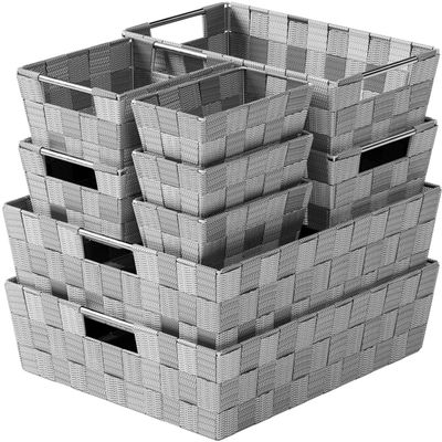 Baskets For Organizing Set Of 9 Dark Grey - Storage Baskets For Shelves - Perfect Closet Organizer Bins, Bathroom Basket, and Pantry Basket - Small Storage Bins For Shelves - Bin For Organization