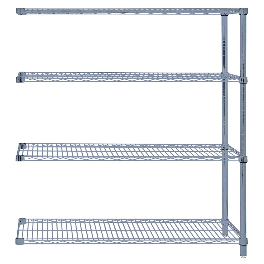 Quantum Storage Systems AD54-1272GY Wire Shelving 4 Shelf Add-On Units, 12" x 72" x 54", Gray Epoxy