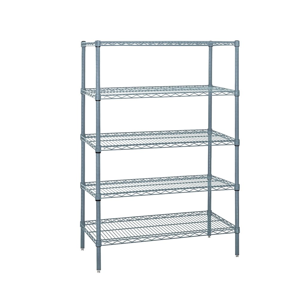 Quantum Storage Systems WR74-2472GY-5 Wire Shelving 5 Shelf Starter Units, 24" x 72" x 74", Gray Epoxy