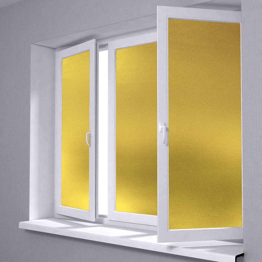 48"x48" (4FTx4FT) Yellow Color Frosted Glass Peel and Stick Window Film Home Bedroom Bathroom Privacy Waterproof Sticker Decal Free Tool Kit