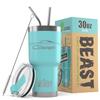 1968 1969 1970 Charger Beast 30 oz Stainless Steel Insulated Tumbler w/Lid, 2 Straws, Brush and Gift Box aqua