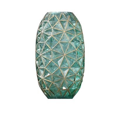 Flower Arrangement Geometric Vase (Color : Green, Size : 8 * 34CM)