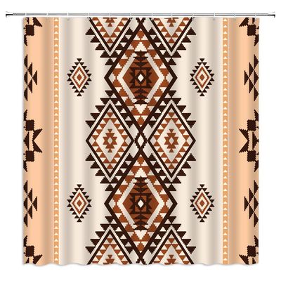 AMFD Aztec Shower Curtain Retro Southwestern Native Tribal American Ethnic Navajo Abstract Geometric Vintage Boho Fabric Bathroom Decor Decor Set Include Hooks,(67" Wx70 H)