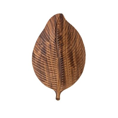 Decorative Leaf Design Wooden Tray Platter for Serving Snacks Fruits Hand Carving Home 11.6 x 7 Inch