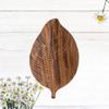 Decorative Leaf Design Wooden Tray Platter for Serving Snacks Fruits Hand Carving Home 11.6 x 7 Inch view 3