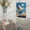 Alynsehom Macrame Woven Wall Hanging Tapestry Boho Wall Art Moon Mountain Chic Home Decor Bohemian Aztec Apartment Dorm Room Backdrop Decoration (Blue) view 2