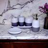 5 Piece Bathroom Set - White & Grey Color with Vanity Tray - Nature Home Decor view 1