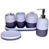 5 Piece Bathroom Set - White & Grey Color with Vanity Tray - Nature Home Decor view 2