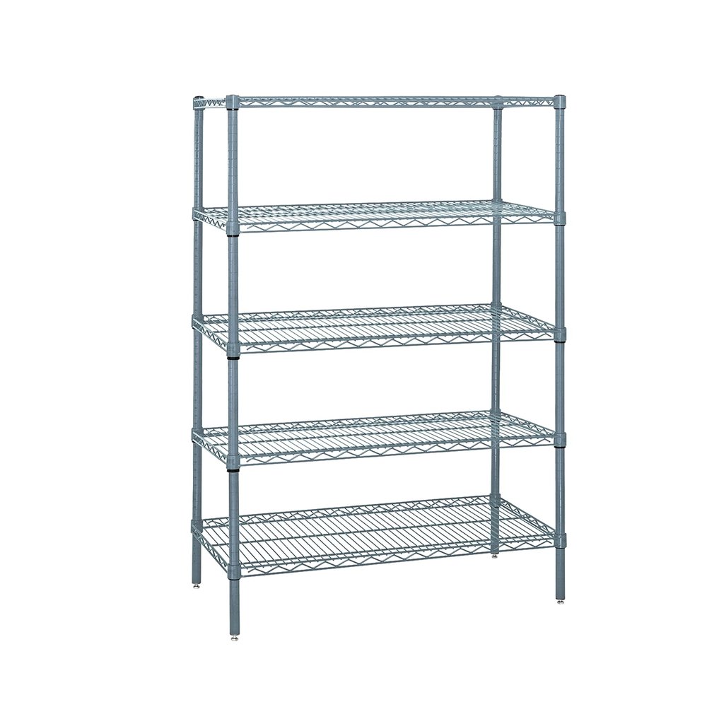 Quantum Storage Systems WR86-3072GY-5 Wire Shelving 5 Shelf Starter Units, 30" x 72" x 86", Gray Epoxy
