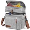 MIYCOO Lunch Bag & Lunch Box for Women Men, Double Deck Leakproof Insulated Soft Large Adult Camping Cooler bag for Work, Beach, Picnic, Travel (Grey, 15L) view 1