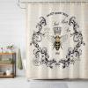 Rustic Bee Crown Shower Curtain Sweet Honey Bees Vintage Newspaper Bathroom Curtains, Polyester Fabric Shower Curtain for Bathroom 12PCS Hooks view 2