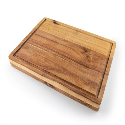 Barrett Family Collection, Premium Acacia Wood Edge-Grain Cutting Board | 16 x 12 Inches, 1.5 Inches Thick | Curated & Beautiful Design, Solid, Premium Quality, with Built-In Handles & Juice Groove