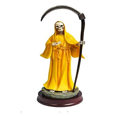 9" Santisima Yellow Santa Muerte Statue Holy Death Grim ReaperF