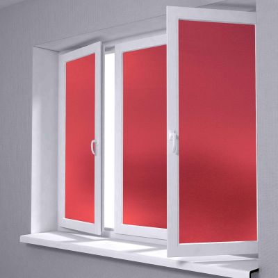 48"x480" (4FTx40FT) Red Color Frosted Glass Peel and Stick Window Film Home Bedroom Bathroom Privacy Waterproof Sticker Decal Free Tool Kit