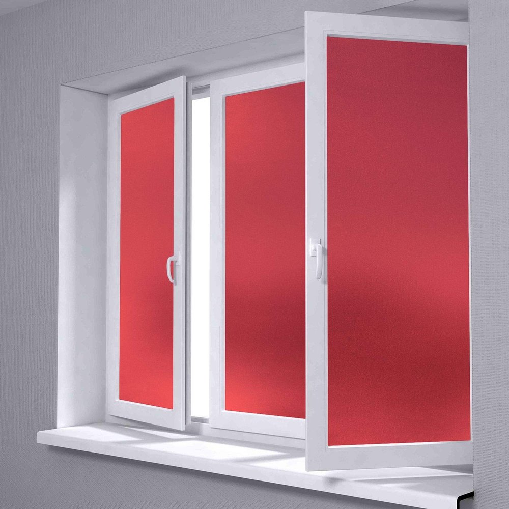 48"x480" (4FTx40FT) Red Color Frosted Glass Peel and Stick Window Film Home Bedroom Bathroom Privacy Waterproof Sticker Decal Free Tool Kit