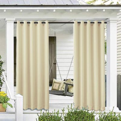 Blackout Curtains, Indoor/Outdoor Curtain Waterproof, Rustproof Silver Grommet Thermal Insulated Curtain for Bedroom, Living Room, Pergola, Cabana (Set of 2 Per) (Milky White, 52Wx108H)