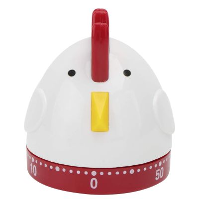 Rooster Mechanical Kitchen Timer Plastic Metal with Audible Alarm, White