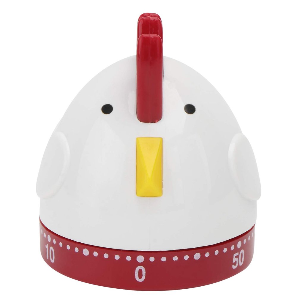 Rooster Mechanical Kitchen Timer Plastic Metal with Audible Alarm, White