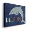 Renditions Gallery Canvas Animal Wall Art Home Paintings & Prints Blue Playful Dolphin Modern Abstract Vibrant Canvas Wall Hanging Decorations for Kids Bedroom Nursery - 32"x48" LT33 view 2