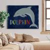 Renditions Gallery Canvas Animal Wall Art Home Paintings & Prints Blue Playful Dolphin Modern Abstract Vibrant Canvas Wall Hanging Decorations for Kids Bedroom Nursery - 32"x48" LT33 view 3
