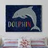 Renditions Gallery Canvas Animal Wall Art Home Paintings & Prints Blue Playful Dolphin Modern Abstract Vibrant Canvas Wall Hanging Decorations for Kids Bedroom Nursery - 32"x48" LT33 view 4