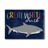 Renditions Gallery Canvas Animal Wall Art Home Paintings & Prints Smiling Playful White Shark Modern Abstract Vibrant Wall Hanging Decorations for Kids Bedroom Nursery - 24"x36" LT33 view 1