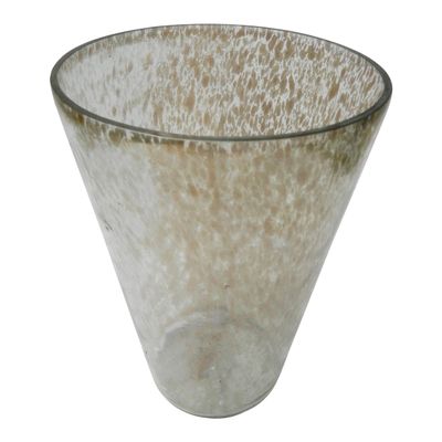 A&B Home Cone Vase with Bubble Pattern - Decorative Glass Vase - Cream Brown Clear Finish 9"