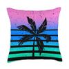 80s Vaporwave Vintage Sunset Purple & Green Palm Tree Throw Pillow view 1