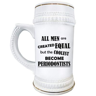 Art by Chelsydale Gifts for Male Periodontist Beer Stein Mug 22oz White Ceramic Drinkware - Periodontal Dentistry Periodontics Gum Expert Specialist Funny Cute Gag Idea - Men Coolest Become