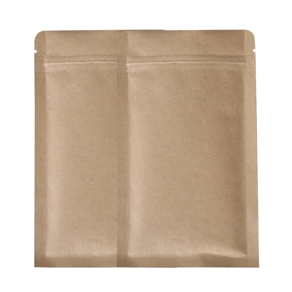 100PCS Brown Kraft & Foil Hybrid Flat Zipper Seal Bags (18x30cm (7.1x11.8"))