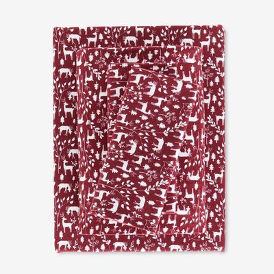 4 Piece Cabin Lodge Cranberry Red Winter Flannel Sheets Queen Size - Beautiful Reindeer Christmas Tree Rustic Farmhouse Bedding Set - Comfortable Deep Pocket Soft Warm Cozy Comfy Cotton Bed Sheets