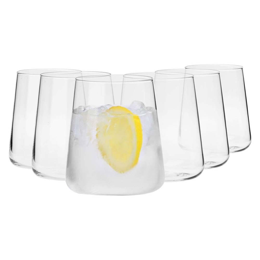 Krosno Water Juice Drinking Glasses, Set of 6, 12.9 oz, Avant-Garde Collection, Crystal Glass, Lightweight Everyday Drinking Glasses, Multi-Purpose, Dishwasher Safe, Made in Europe