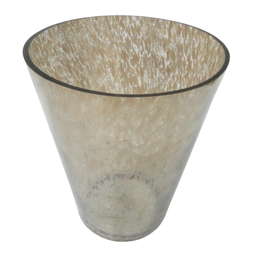 A&B Home Cone Vase with Bubble Pattern - Decorative Glass Vase - Cream Brown Clear Finish 7"
