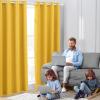 HOMEIDEAS Blackout Curtains 52 X 96 Inch Long Set of 2 Panels Mustard Yellow Room Darkening Bedroom Curtains/Drapes, Thermal Grommet Light Bolcking Window Curtains for Living Room view 2