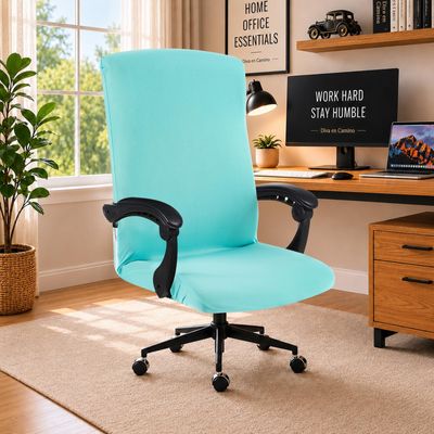 Elastic Computer Chair Cover with Durable Zipper - Protective Removable Washable Universal Office Desk Chair Seat Slip Cover - Stretchy Soft Anti-dust Desk Chair Seat Protector for Dogs, Cats, Pets