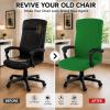 Stretch Computer Office Chair Cover with Durable Zipper - Universal Washable Removable Spandex Rotating Boss Chair Slipcovers - Anti-dust Soft Desk Chair Seat Protector for Dogs, Cats, Pets - Green view 2