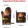 QIANKUI Vintage Glasses Wine Grapes Oven Mitts and Potholders Kitchen Set 4 Pcs, Heat Resistant Pot Holder & Baking Gloves view 3