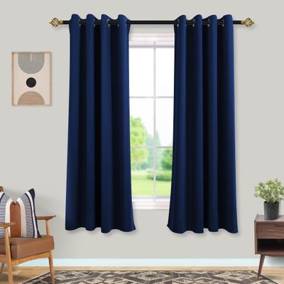 Mrs.Naturall Navy Blue Blackout Curtains 63 Inch Length,Black Out Room Darkening Kids Curtains for Bedroom Boys 63 Inch Long